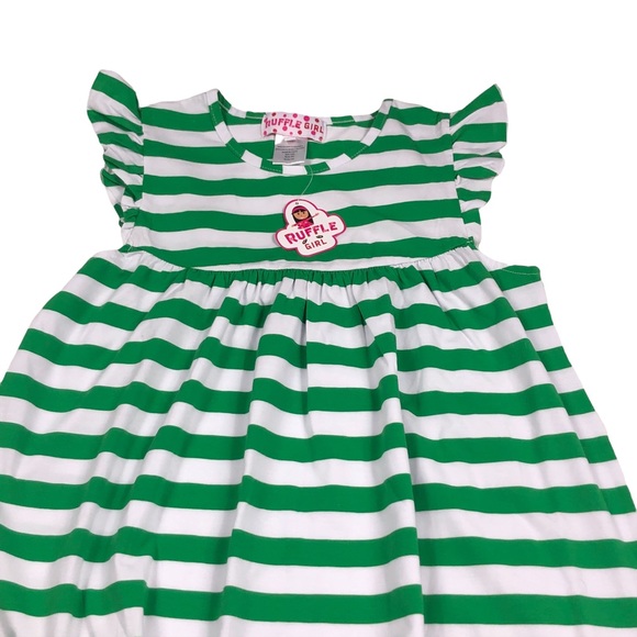 Ruffle Girl Kelly Green & White Striped Top size 16-18 - Picture 5 of 9